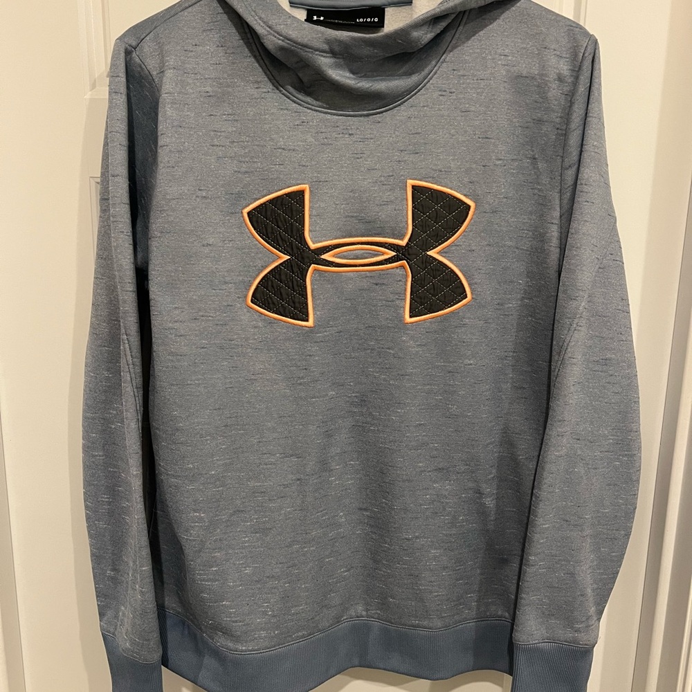 Women’s Under Armour ColdGear Blue Hoodie with Orange Logo / Fleece-lined